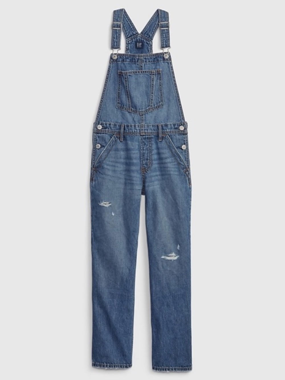 GAP distressed overalls